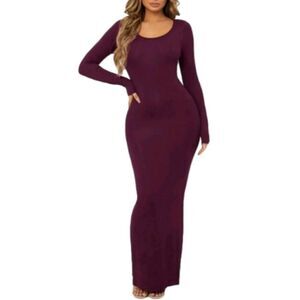 Women's MAROON bodycon Maxi Dress sz X-small